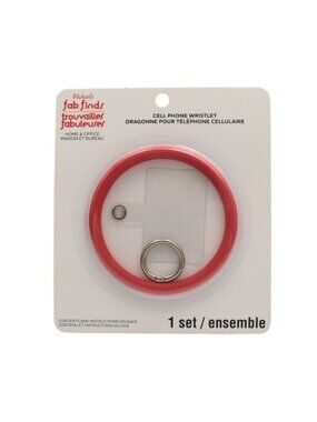Red Silicone Cell Phone Wristlet Ring Bracelet Keychain Keyring Holder Tab New